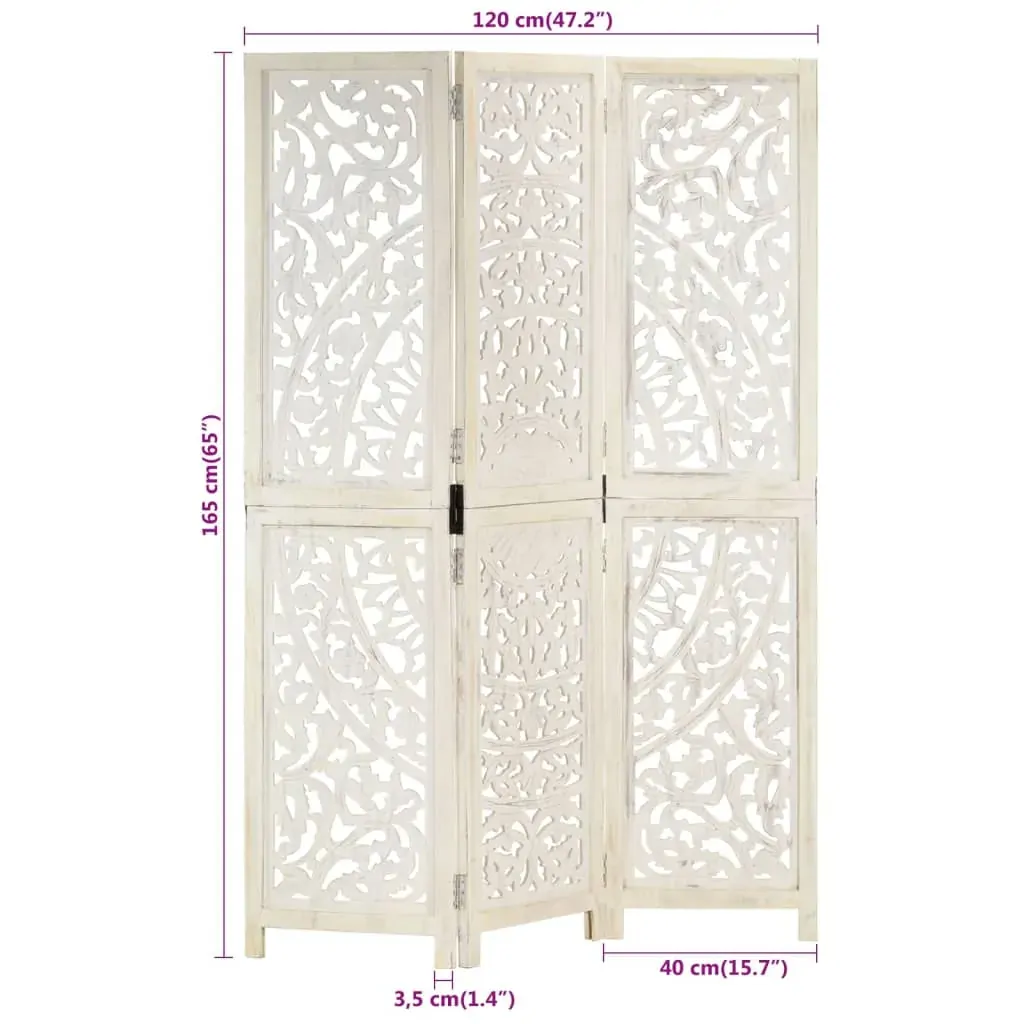 Petaluma Hand carved 3-Panel Room Divider 120x165 cm Solid Mango Wood Price