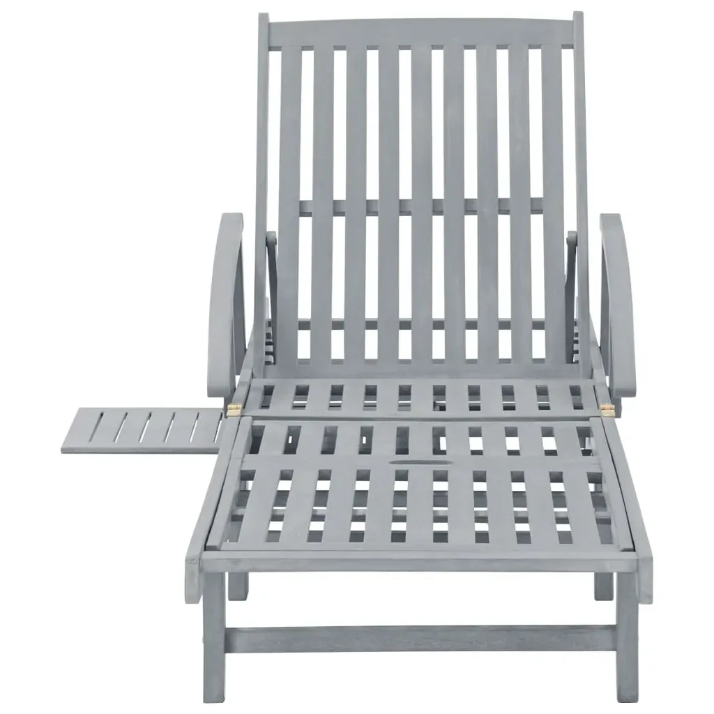 Garden Sun Lounger with Cushion Solid Acacia Wood Price