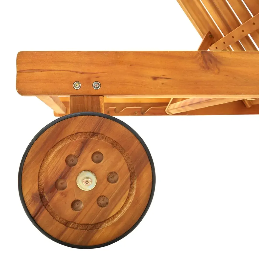 Garden Sun Lounger with Cushion Solid Acacia Wood Price