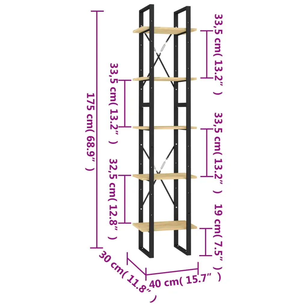 5-Tier Book Cabinet Pinewood Price