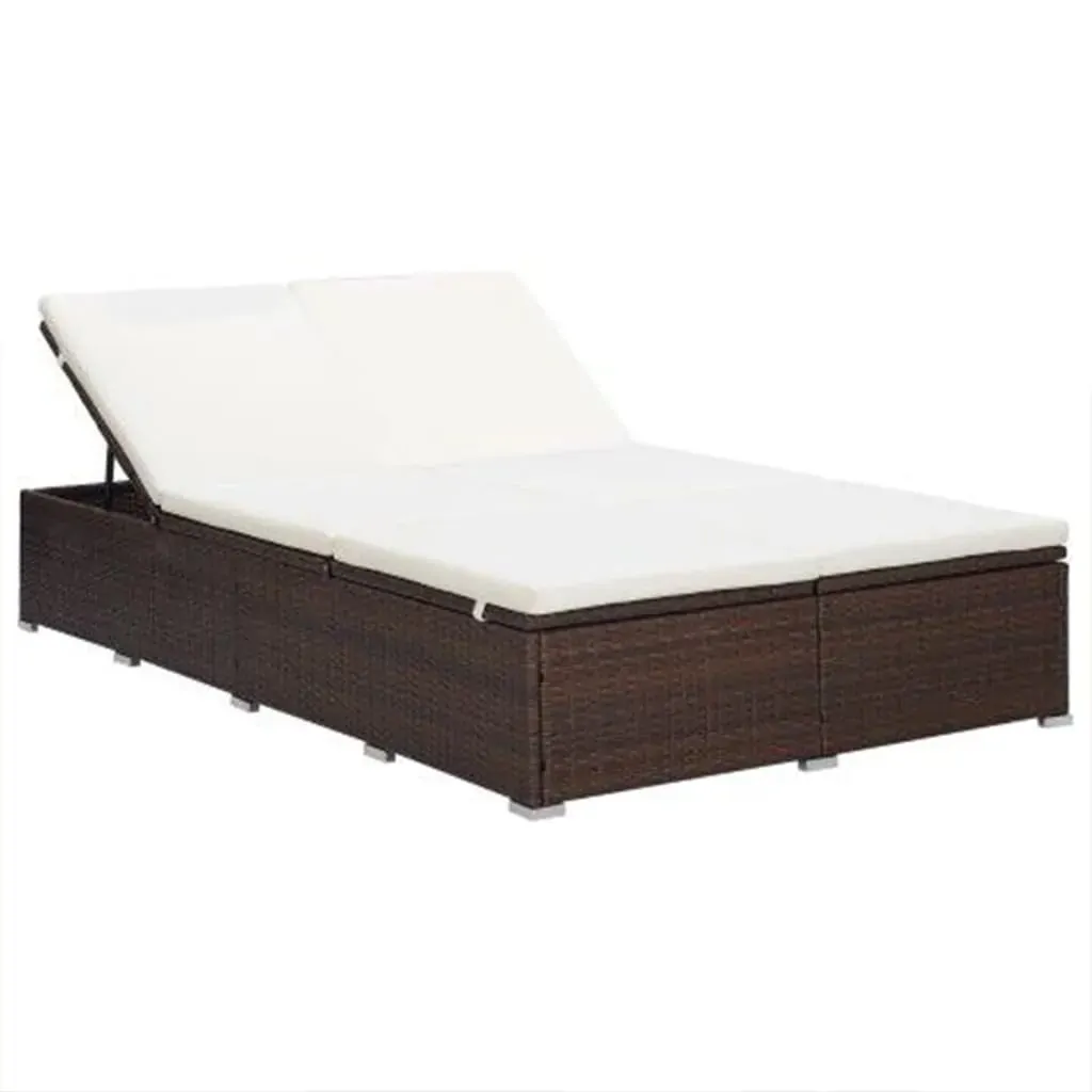 2-Person Sunbed with Cushion Poly Rattan Price