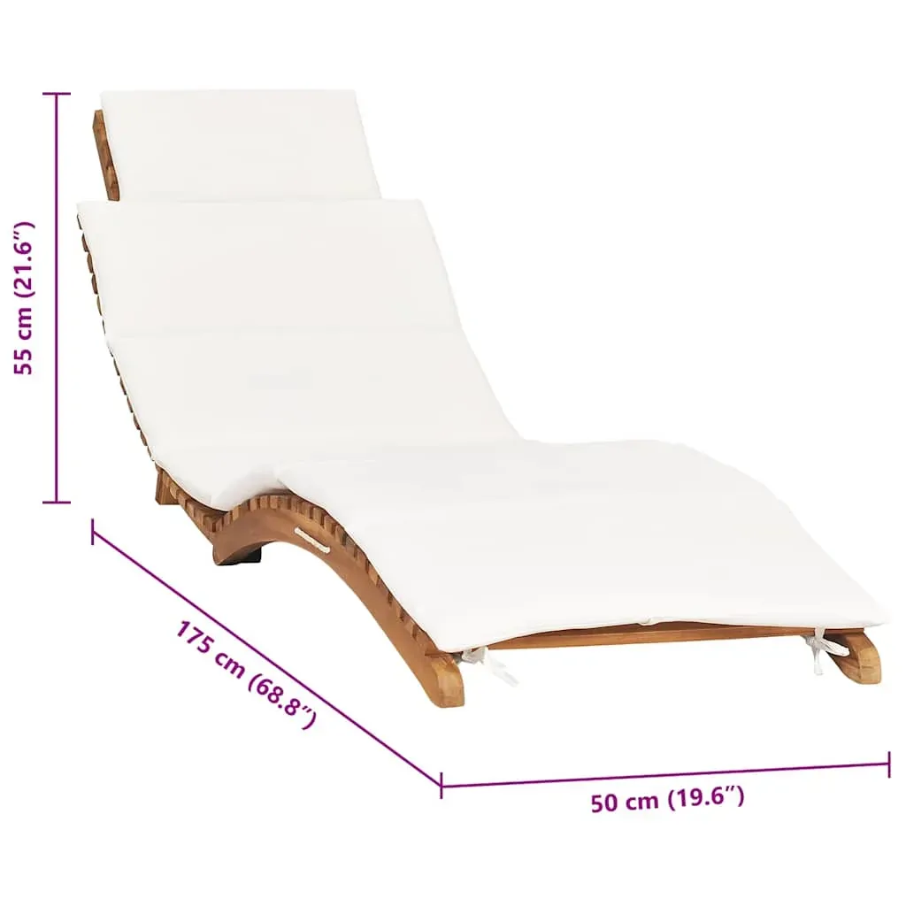 Folding Sun Lounger with Cushion Solid Teak Wood Price