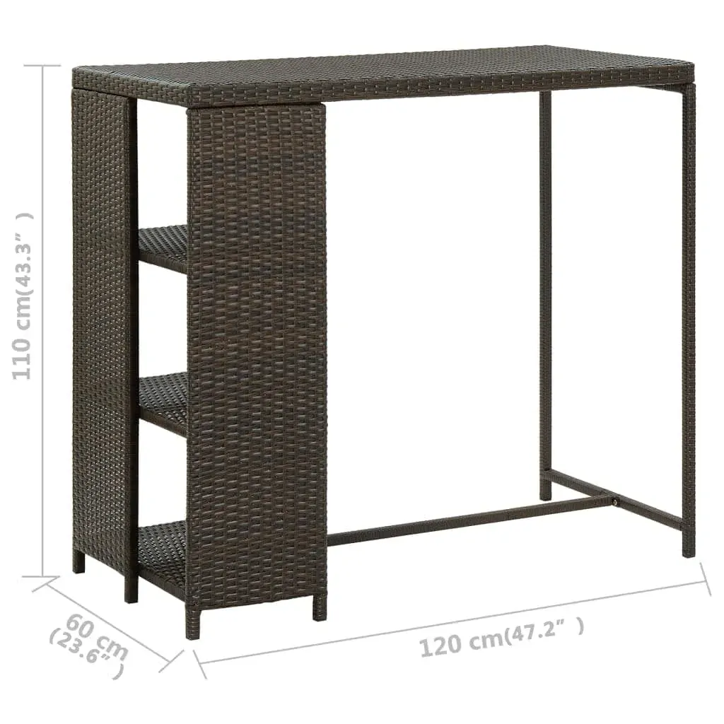 Bar Table with Storage Rack 120x60x110 cm Poly Rattan Price