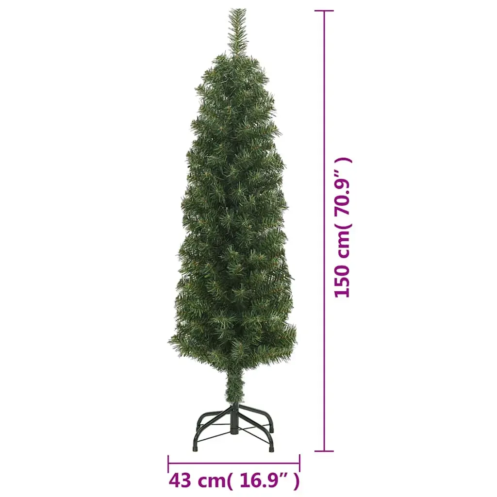Slim Artificial Christmas Tree with Stand Green PVC Price