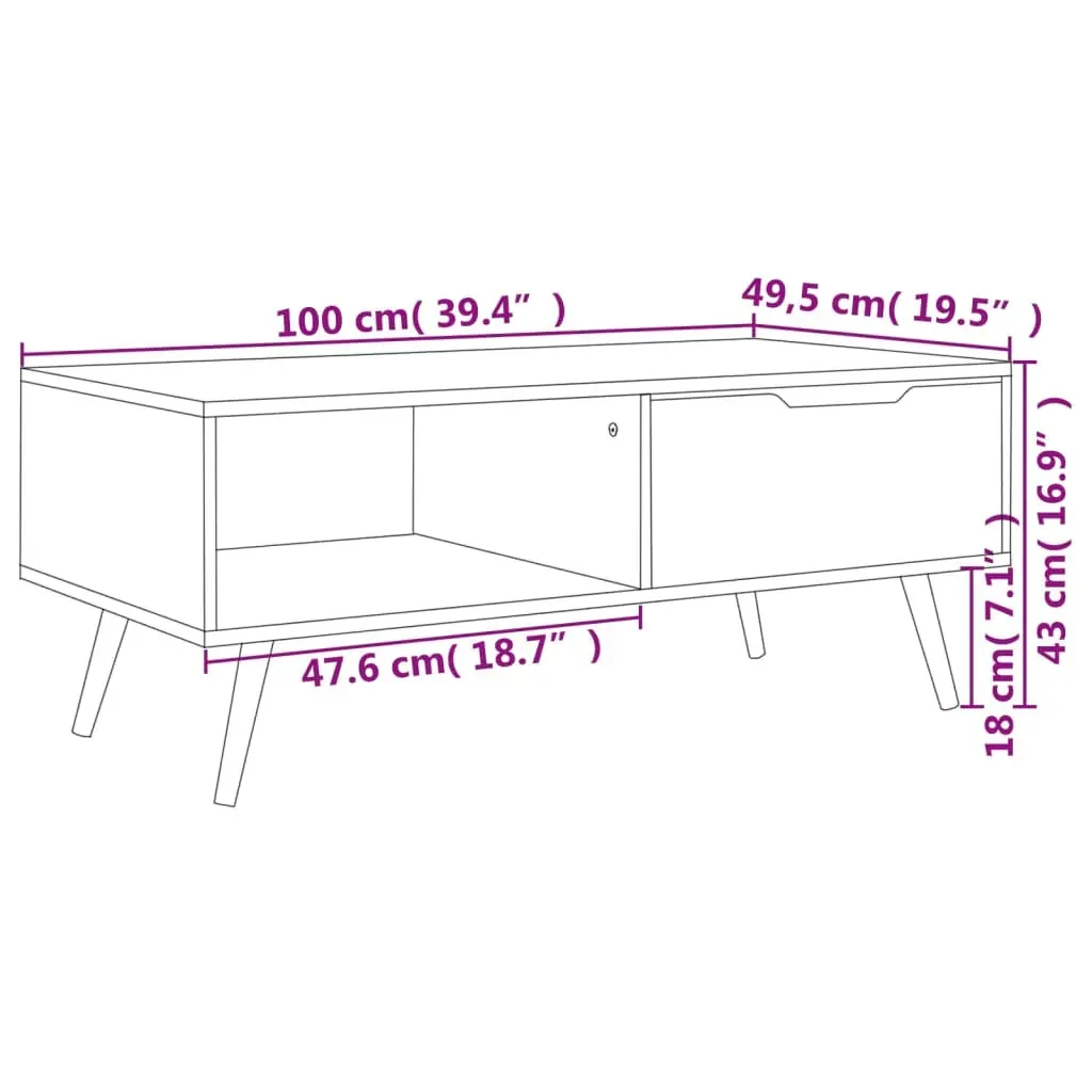 Coffee Table 100x49.5x43 cm Engineered Wood Price