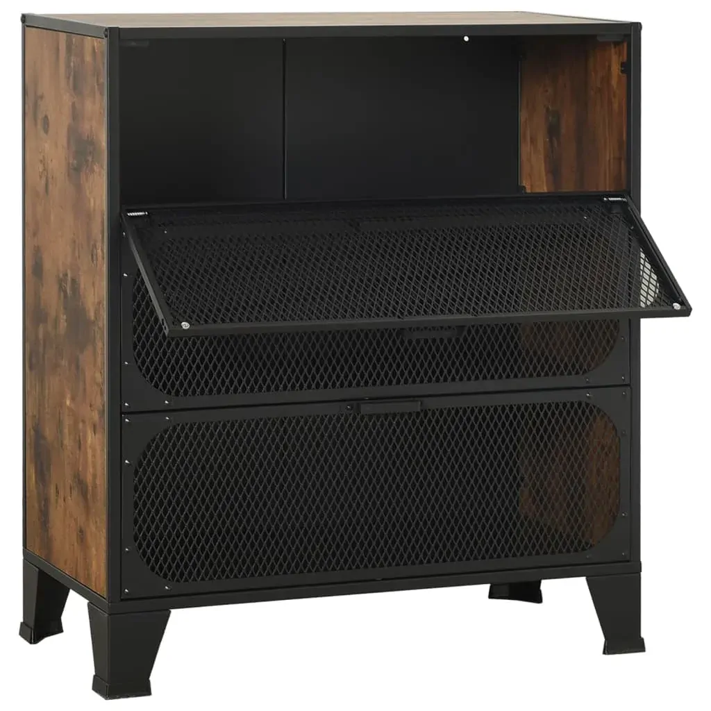 Storage Cabinet Rustic 72x36x82 cm Metal and MDF Price