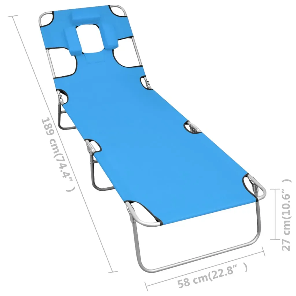 Folding Sun Lounger with Head Cushion Powder-coated Steel Price