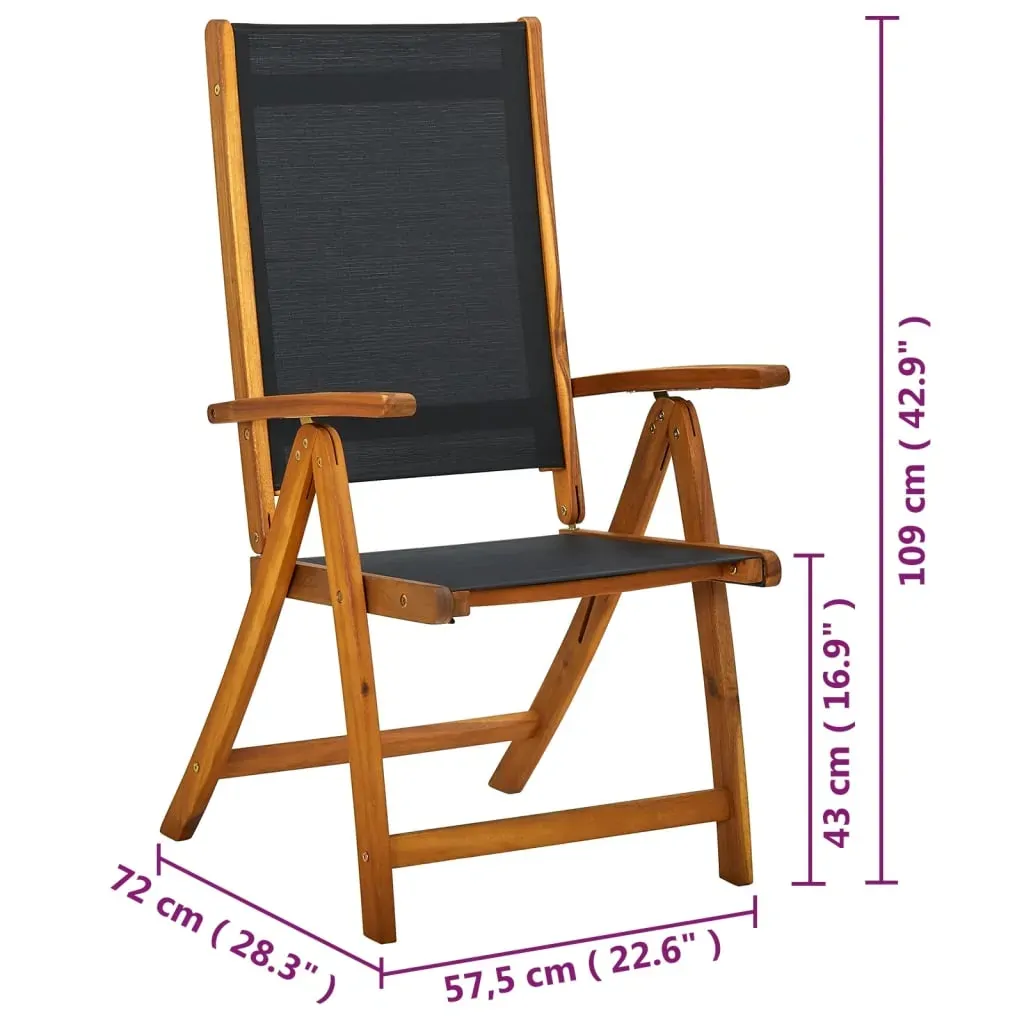 Folding Garden Chairs Solid Acacia Wood and Textilene Price