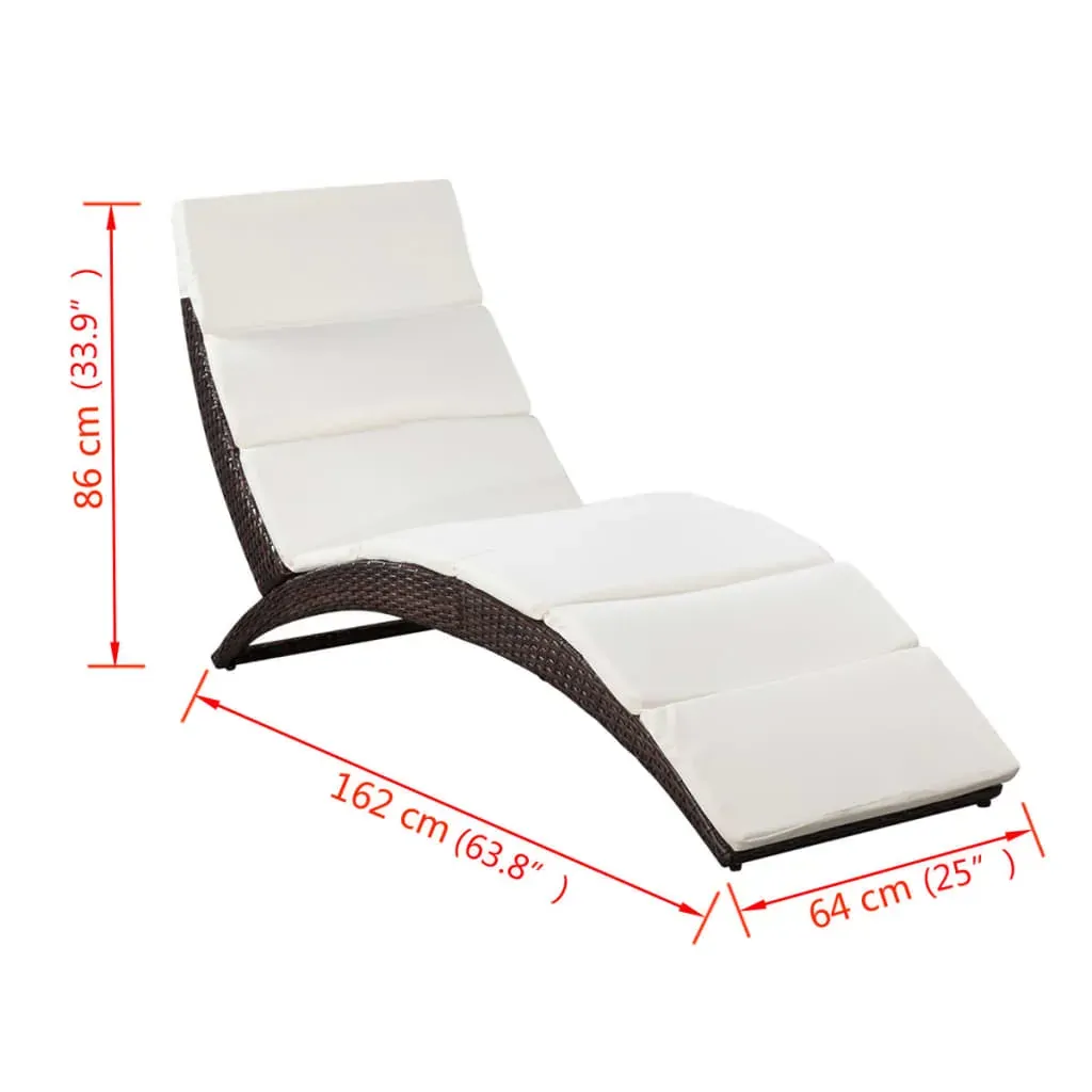 Folding Sun Lounger with Cushion Poly Rattan Price