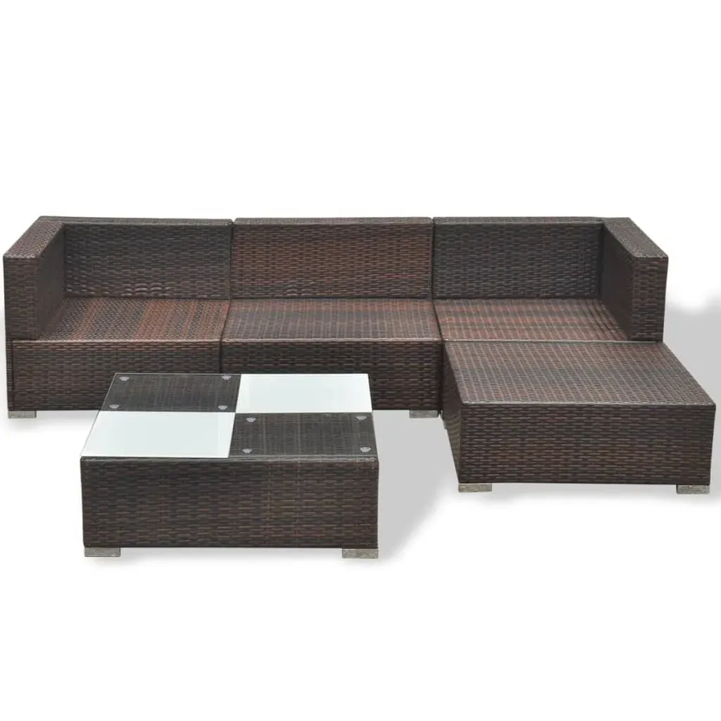 5 Piece Garden Lounge Set with Cushions Poly Rattan Price