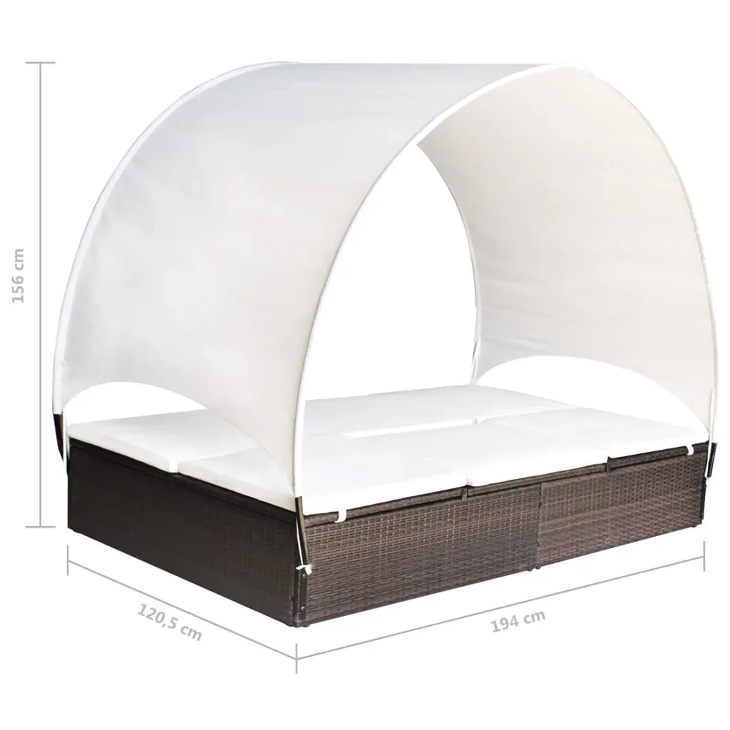 Double Sun Lounger with Canopy Poly Rattan Price