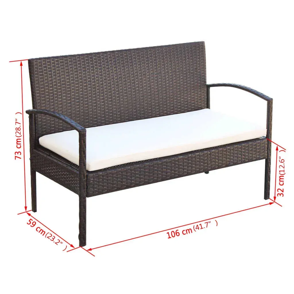 4 Piece Garden Lounge Set with Cushions Poly Rattan Price