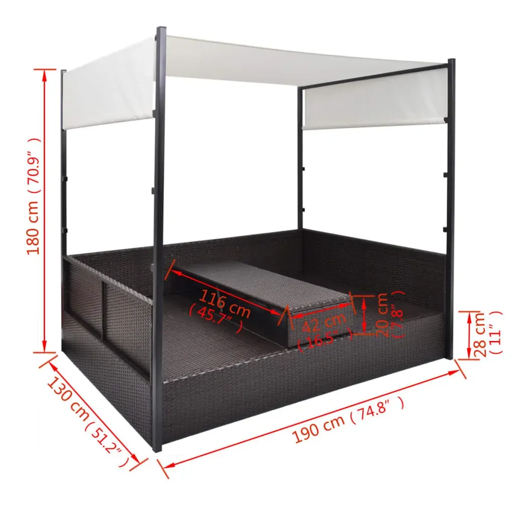 Garden Bed with Canopy 190x130 cm Poly Rattan Price