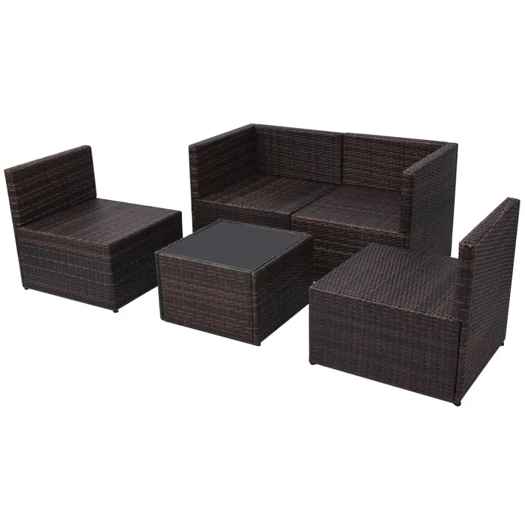5 Piece Garden Lounge Set with Cushions Poly Rattan Price