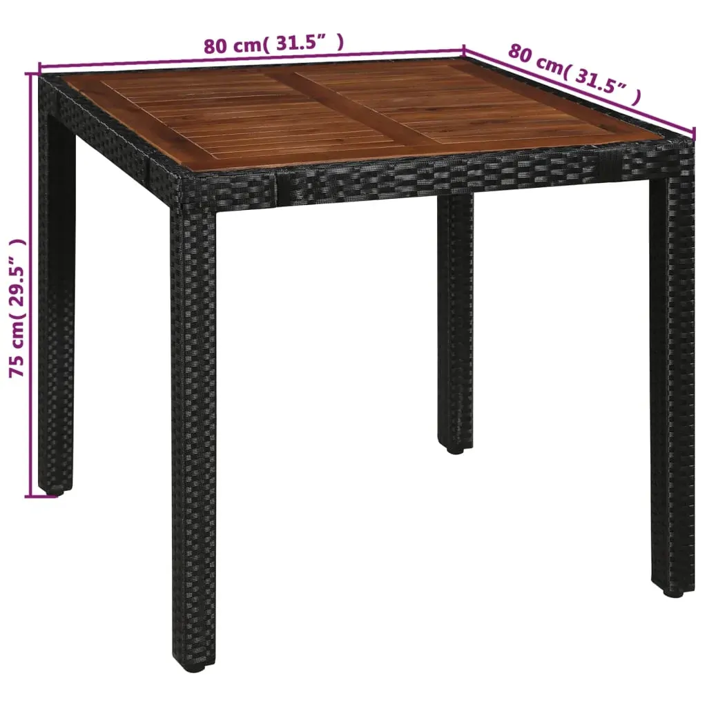 Outdoor Dining Set Poly Rattan and Acacia Wood Black Price