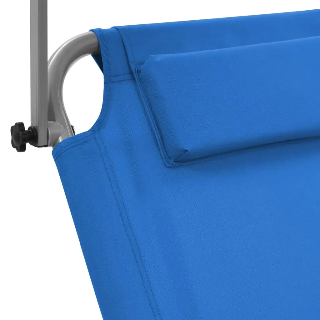 Folding Sun Lounger with Canopy and Wheels Steel Price