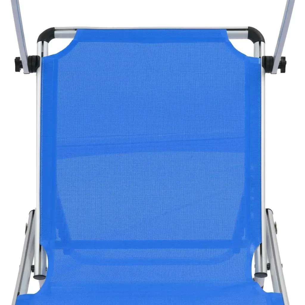 Folding Sun Lounger with Roof Aluminium and Textilene Price