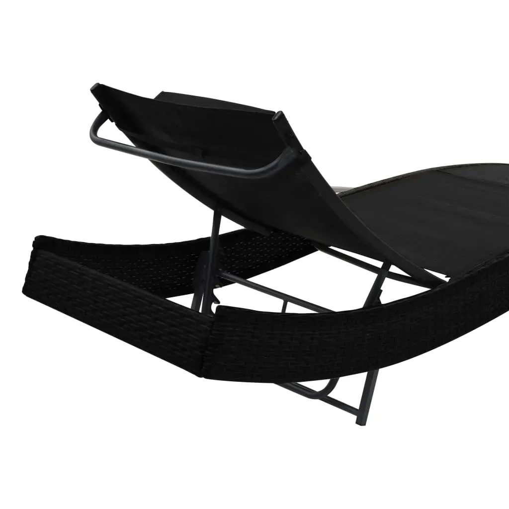 Sun Loungers 2 pcs with Table Poly Rattan and Textilene Price