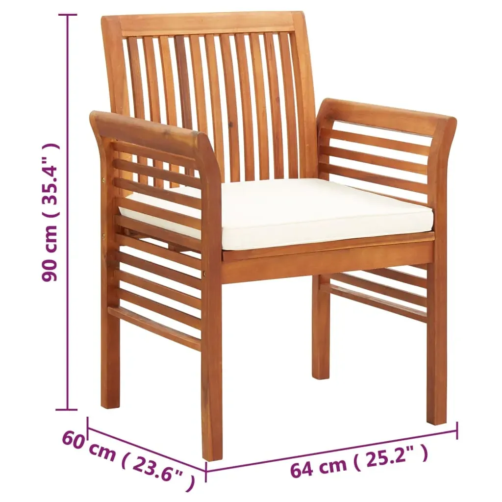 Garden Dining Chair with Cushion Solid Acacia Wood Price
