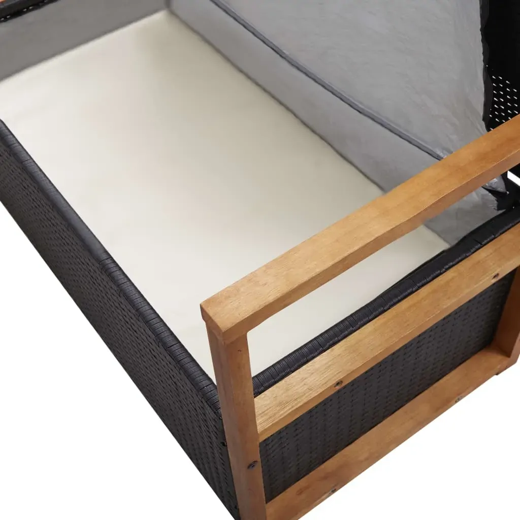 Storage Bench 110 cm Poly Rattan and Solid Acacia Wood Price