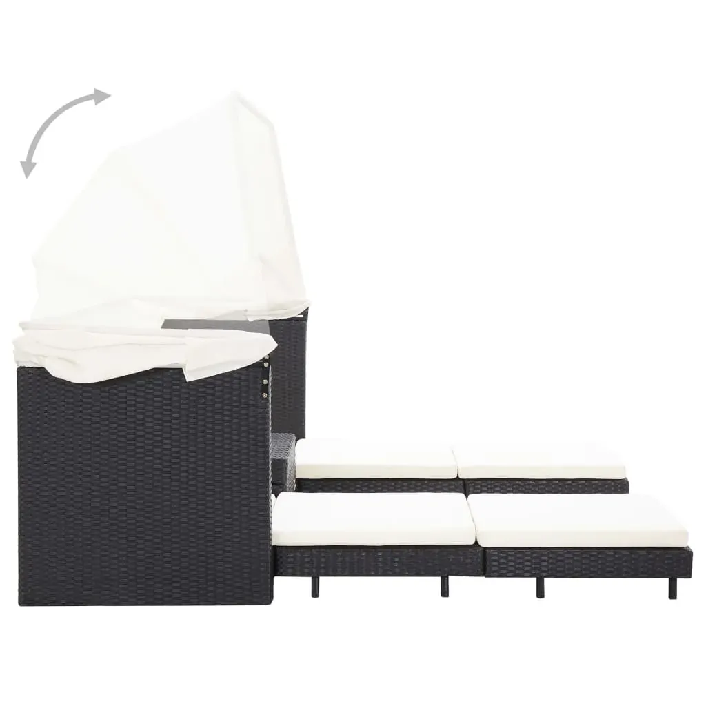 Extendable 3-Seater Sofa Bed with Roof Poly Rattan Price