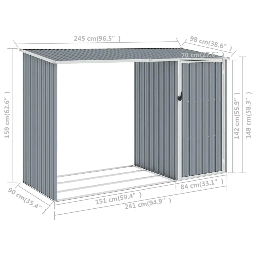 Garden Firewood Shed 245x98x159 cm Galvanised Steel Price