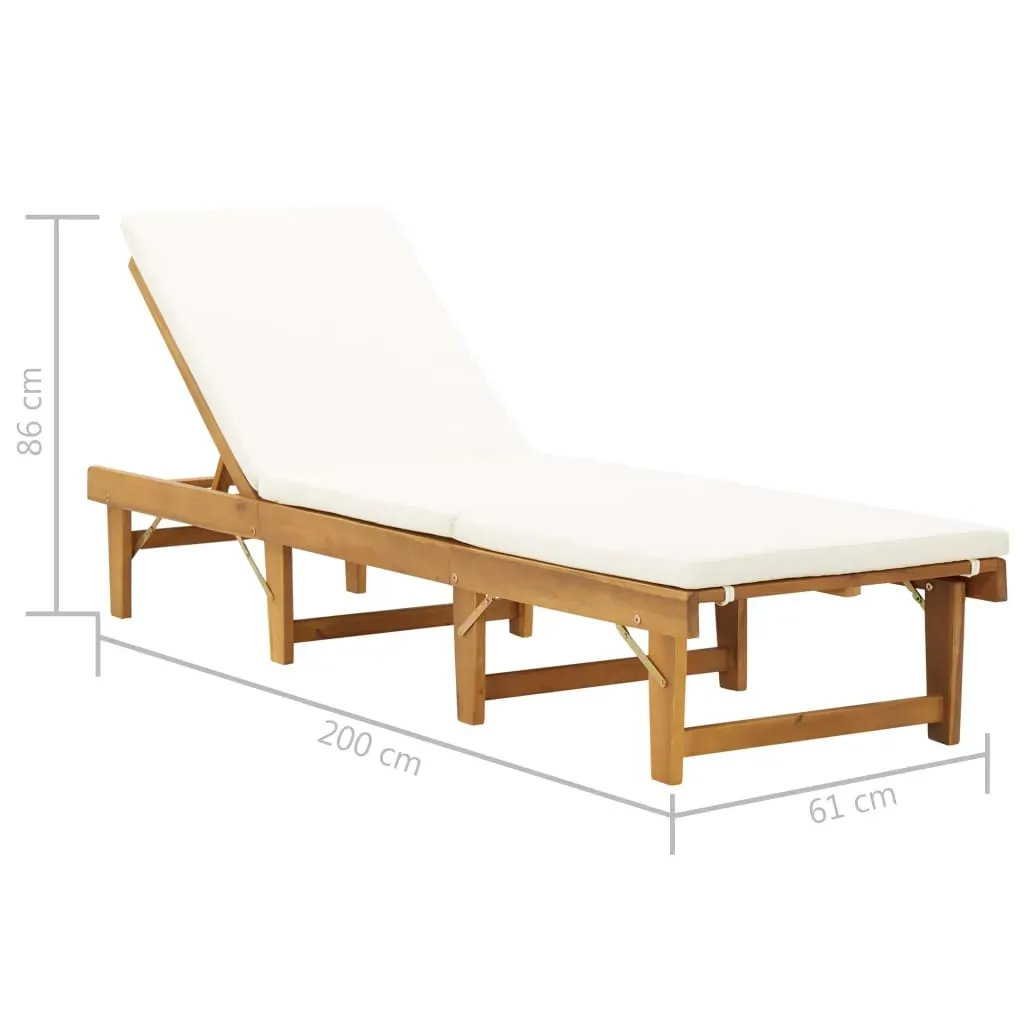 Folding Sun Lounger with Cushion Solid Acacia Wood Price