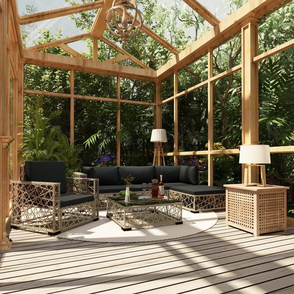 Garden Lounge Set with Cushions Poly Rattan Price