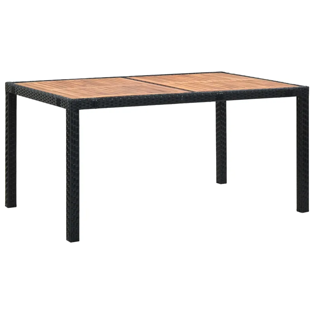Outdoor Dining Set Poly Rattan Acacia Wood Black Price