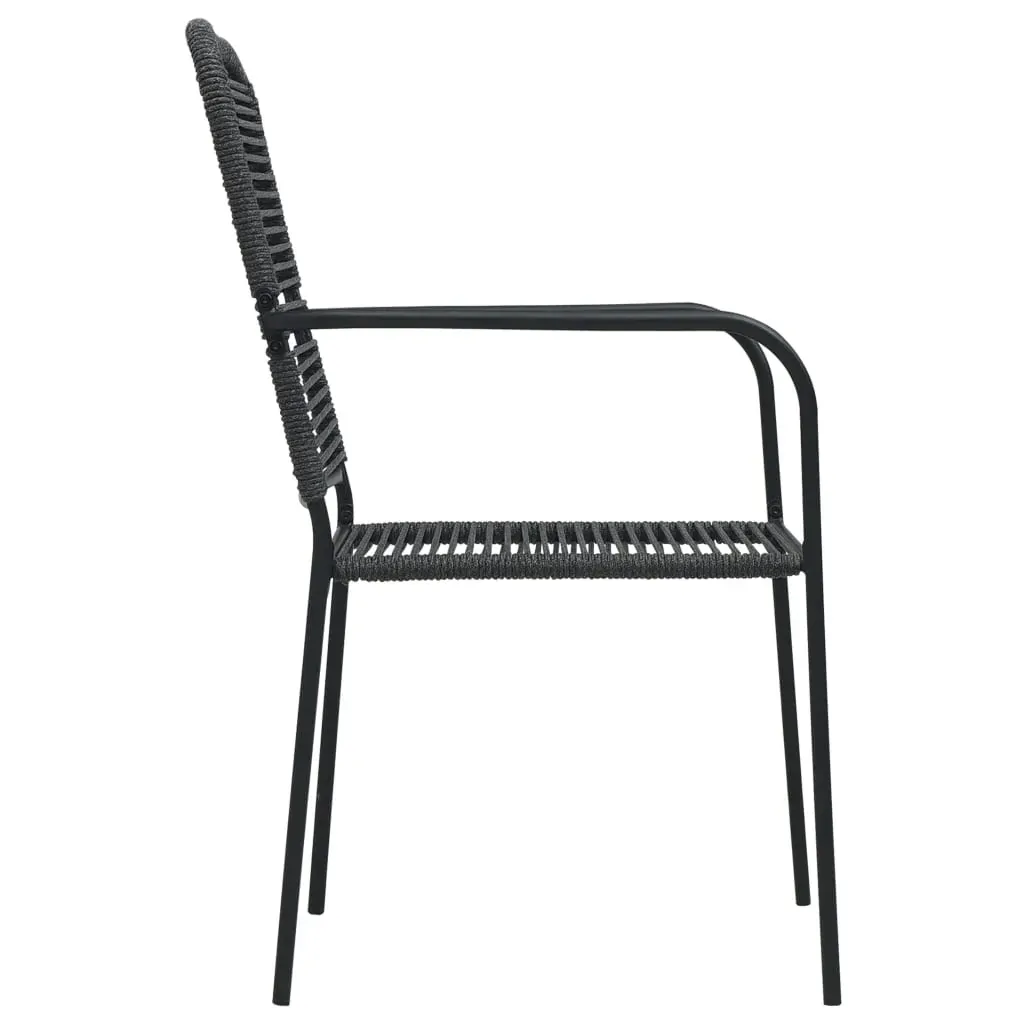 Outdoor Dining Set Cotton Rope and Steel Black Price