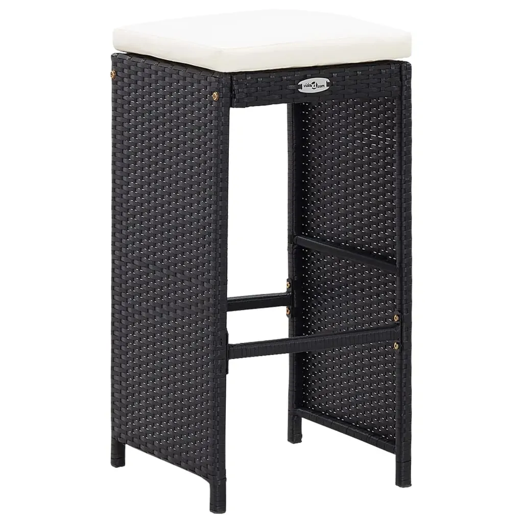 Outdoor Bar Set Poly Rattan and Glass Black Price
