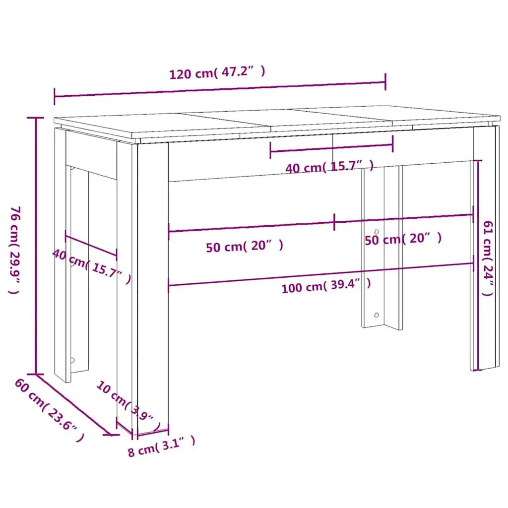 Dining Table 120x60x76 cm Engineered Wood Price