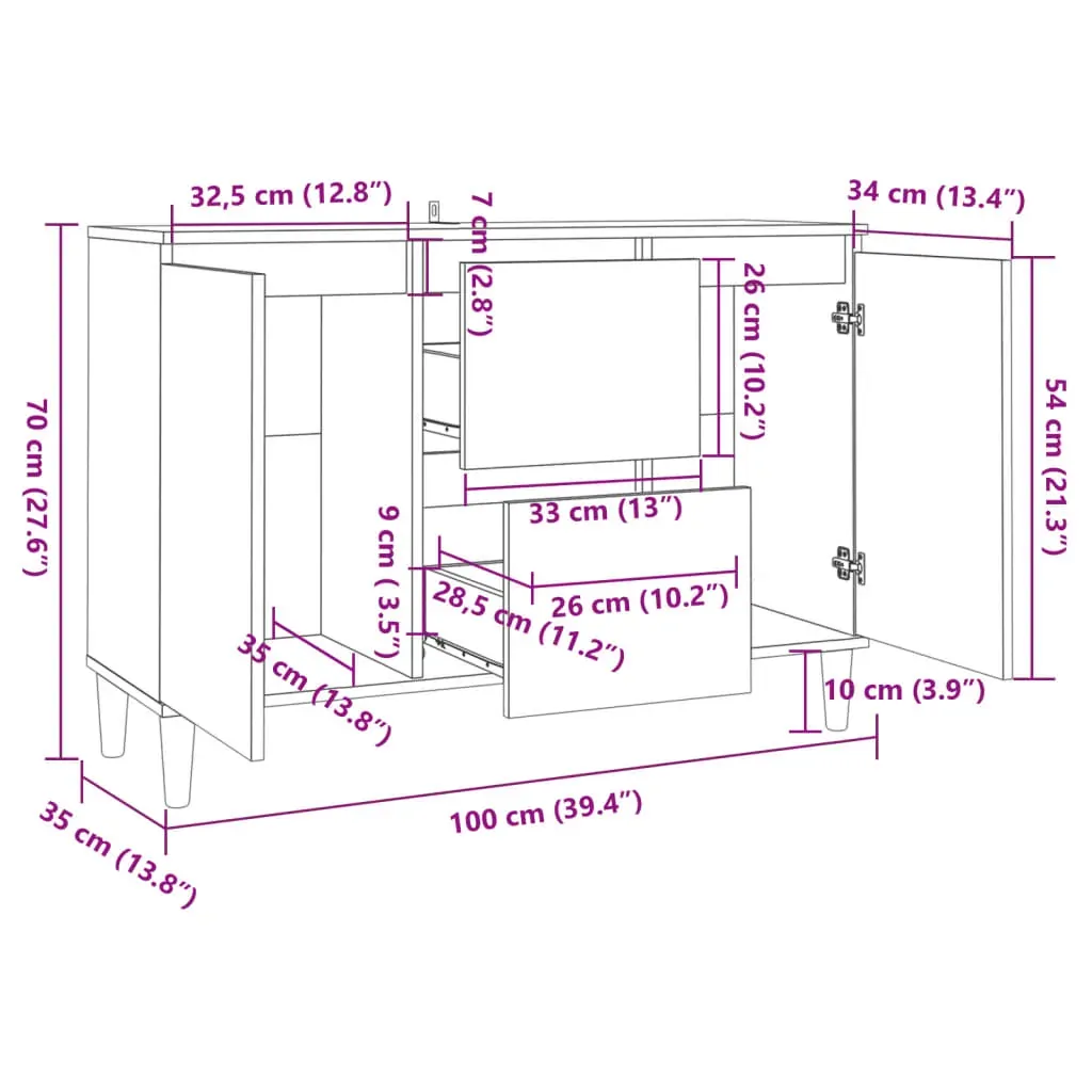 Sideboard 103.5x35x70 cm Engineered Wood Price