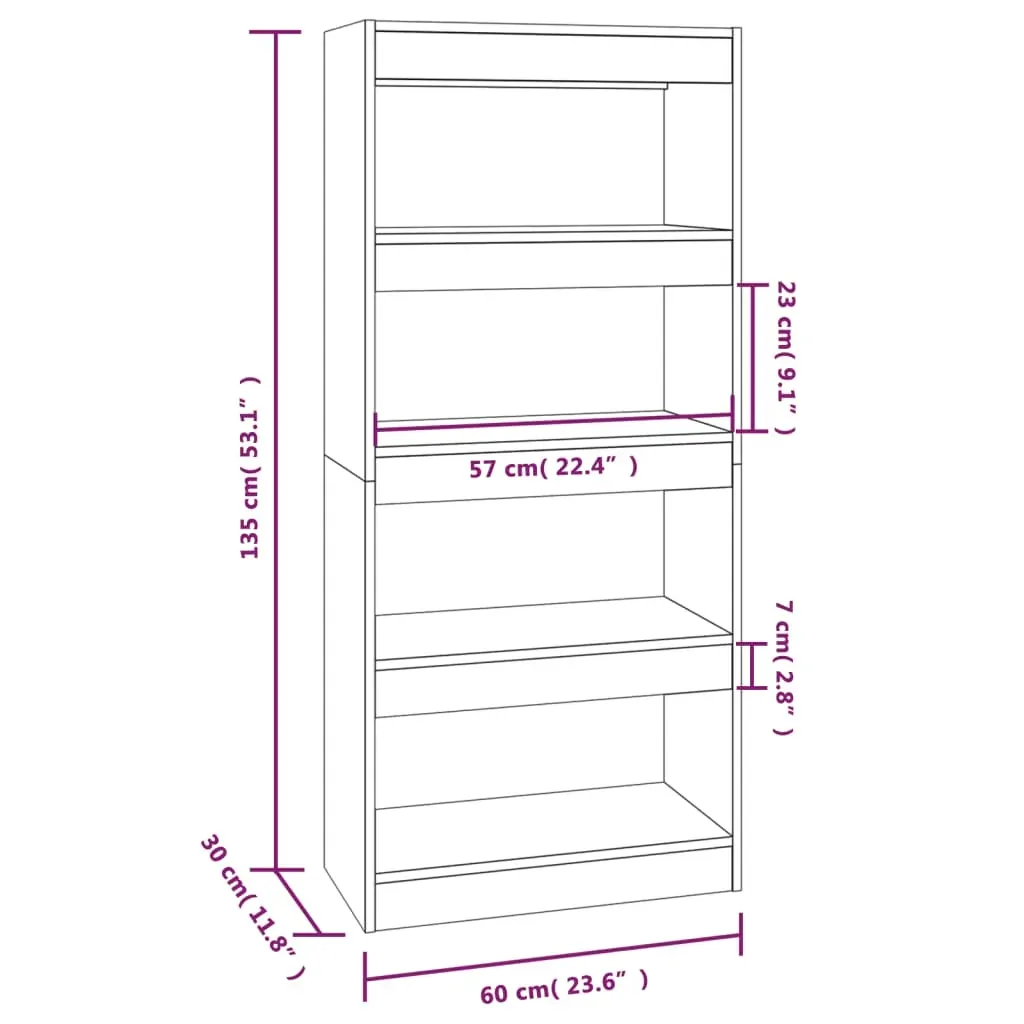 Dyer Book Cabinet/Room Divider 60x30x135 cm Engineered Wood Price