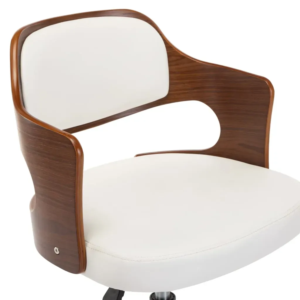 Swivel Dining Chair White Bent Wood and Faux Leather Price