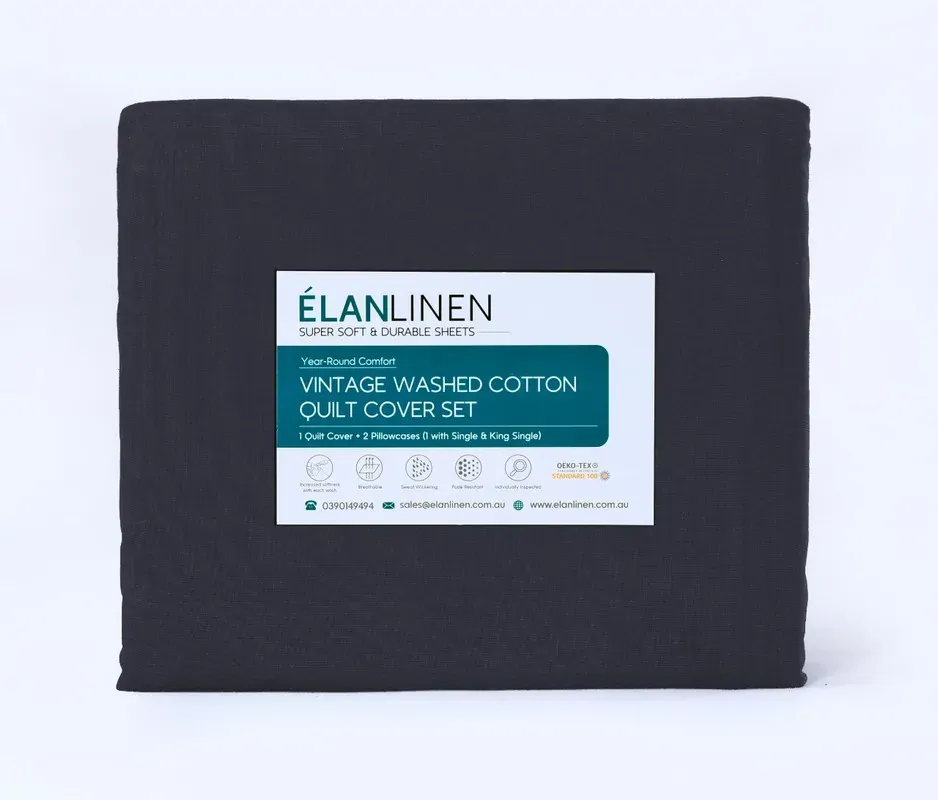 Elan Linen 100% Egyptian Cotton Vintage Washed 500TC Single Bed Sheets Set Price