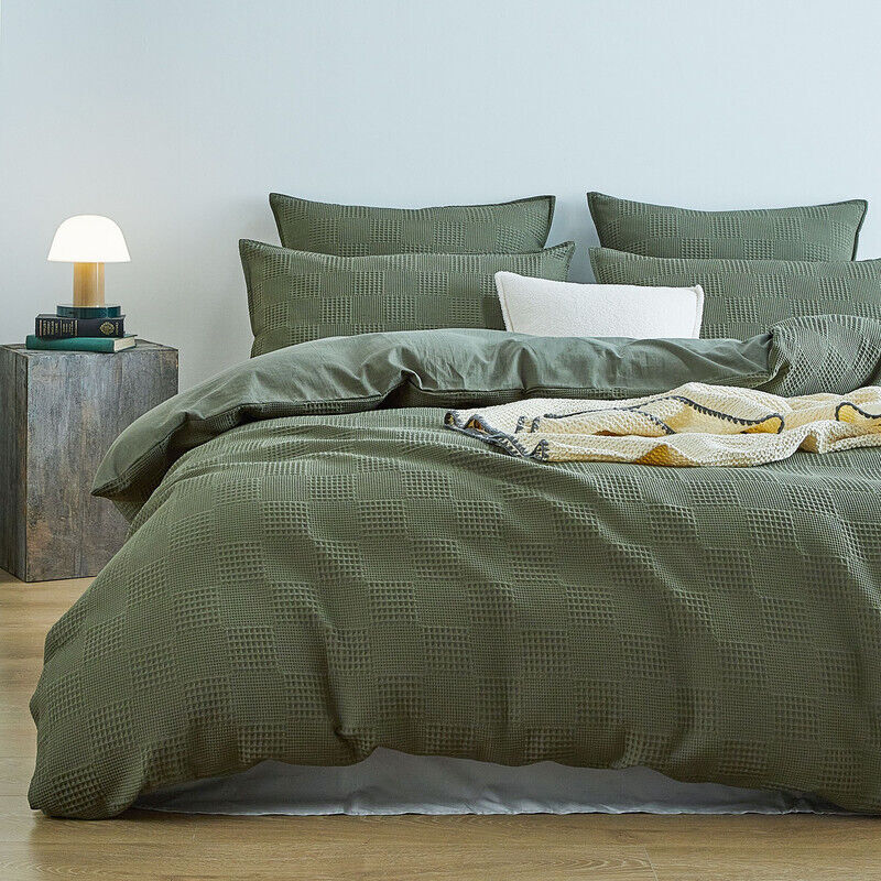 100% Cotton checkered waffle quilt cover set Price