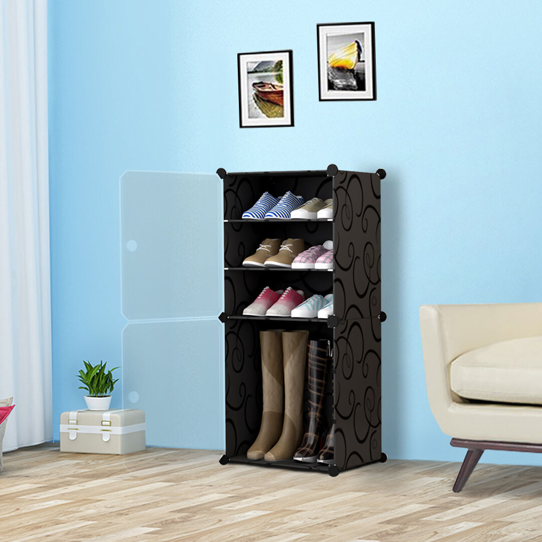 4 Tier Shoe Rack Organizer Sneaker Footwear Storage Stackable Stand Cabinet Portable Wardrobe with Cover Price