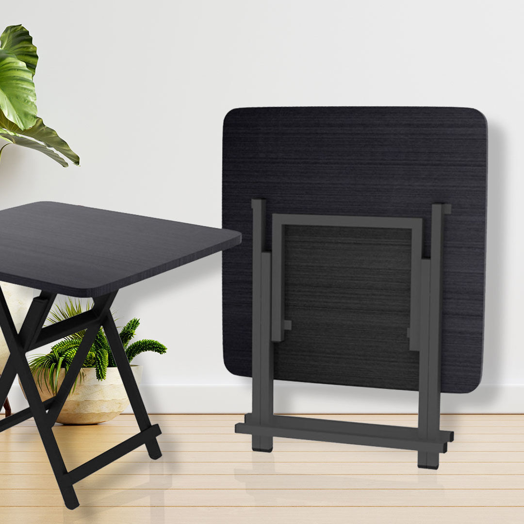 Black Dining Table Portable Square Surface Space Saving Folding Desk Home Decor Price