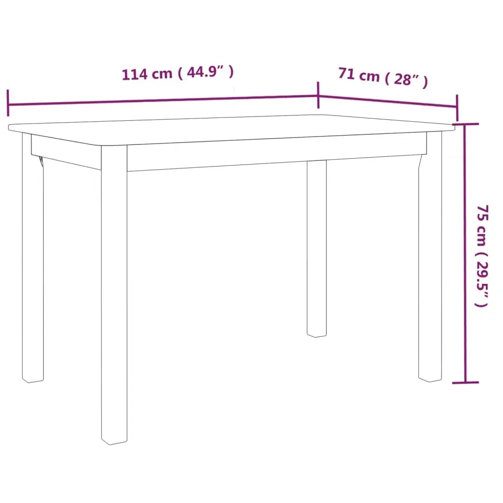 Dining Table 114x71x75 cm Solid Rubber Wood Price