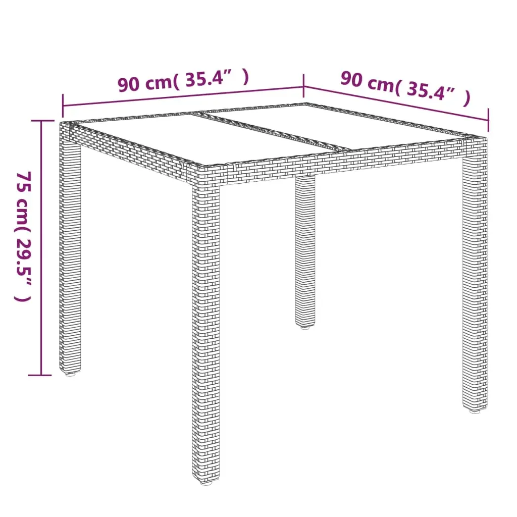 Garden Table with Glass Top Poly Rattan Price