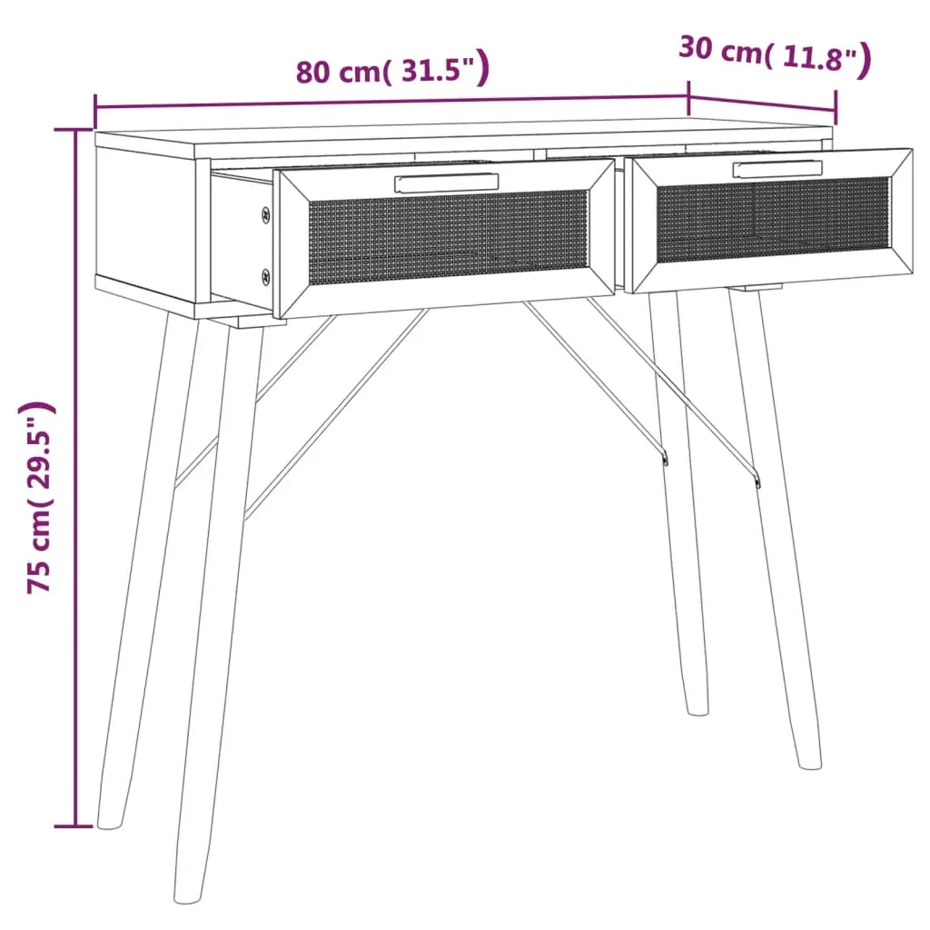 Console Table 80x30x75 cm Solid Wood Pine&Natural Rattan Price