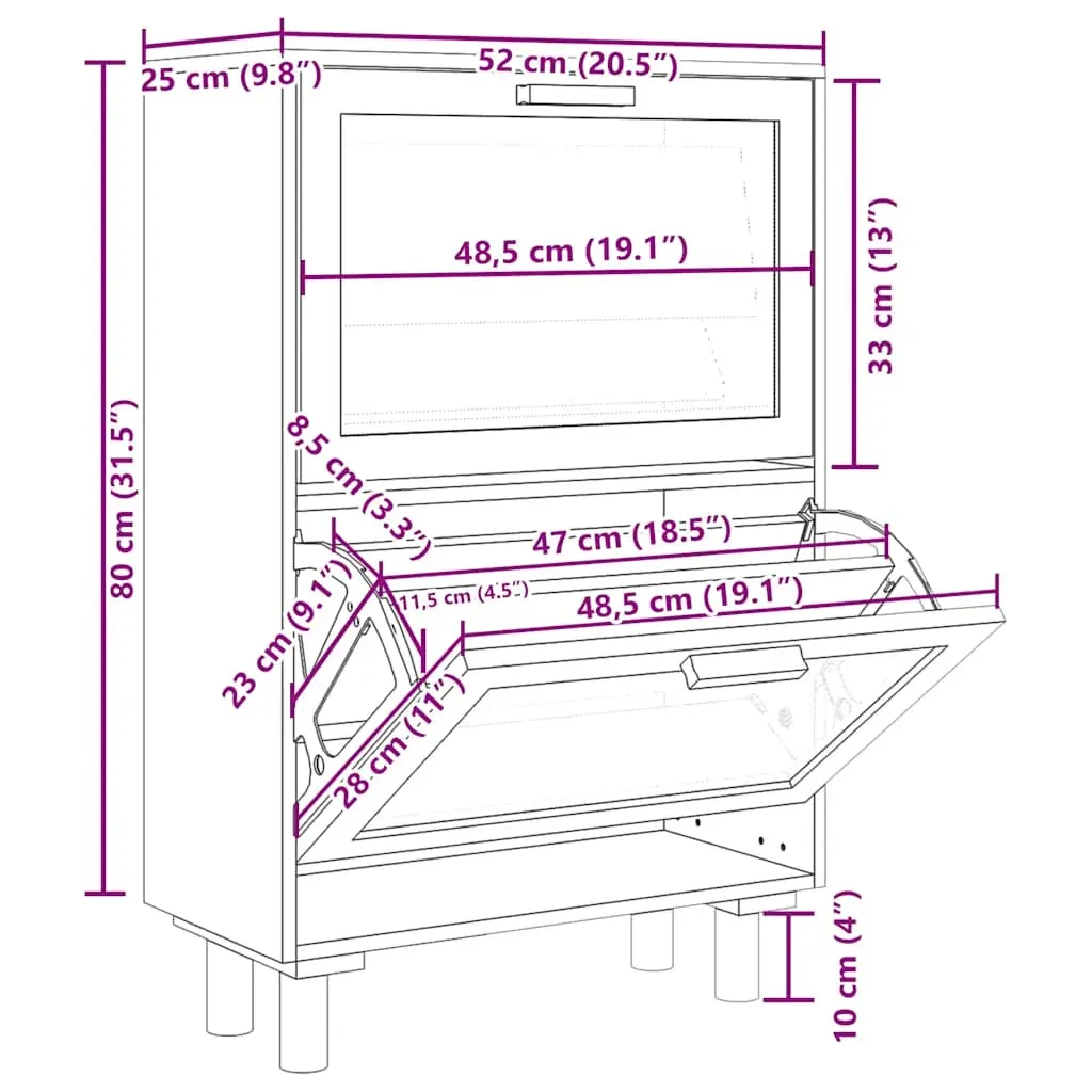Shoe Cabinet 52x25x80 cm Engineered Wood and Natural Rattan Price