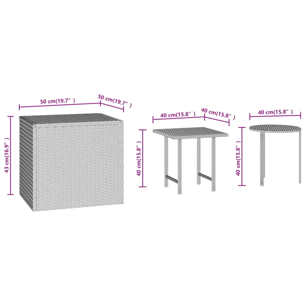 Side Tables 3 pcs Poly Rattan Price