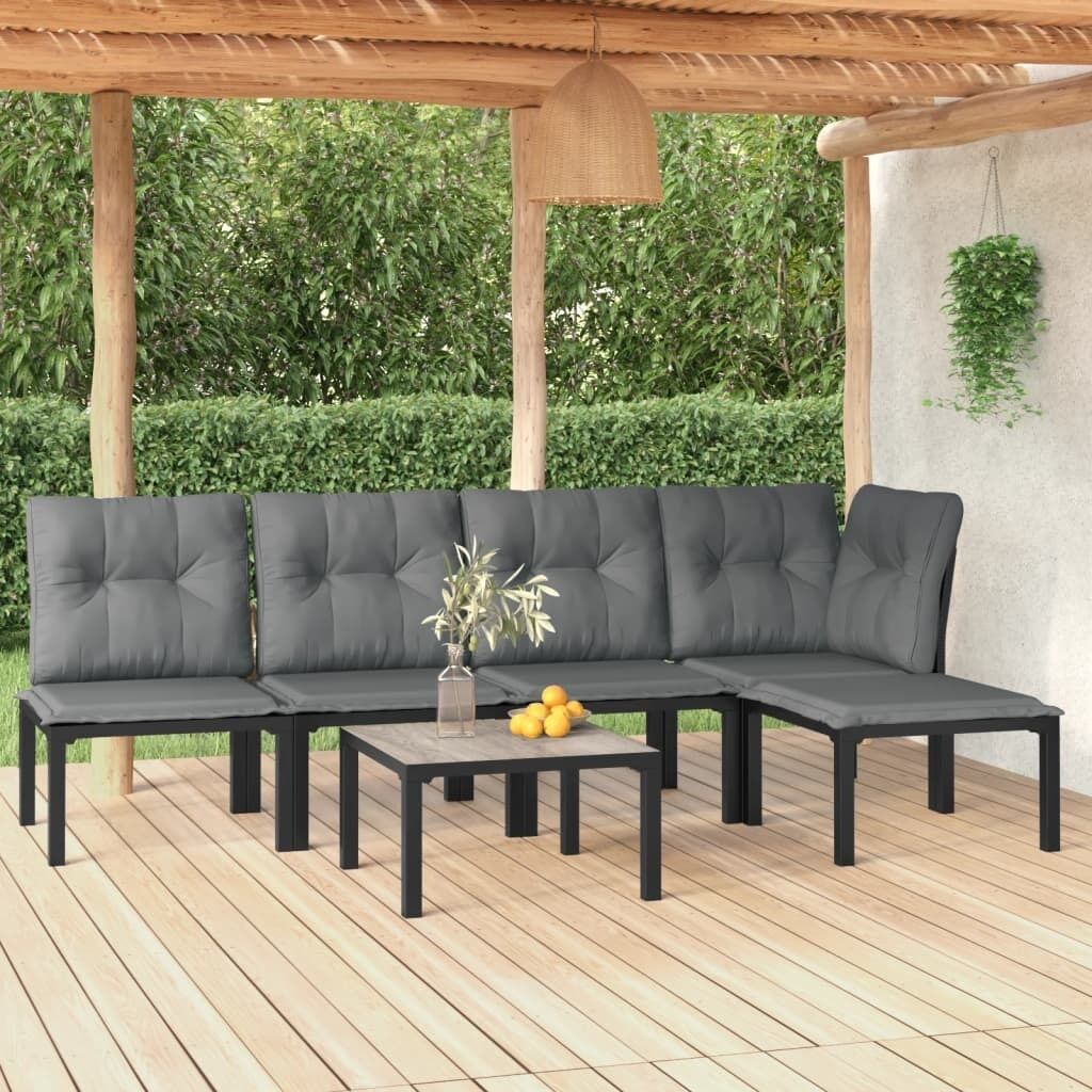 Garden Lounge Set Black and Grey Poly Rattan Price