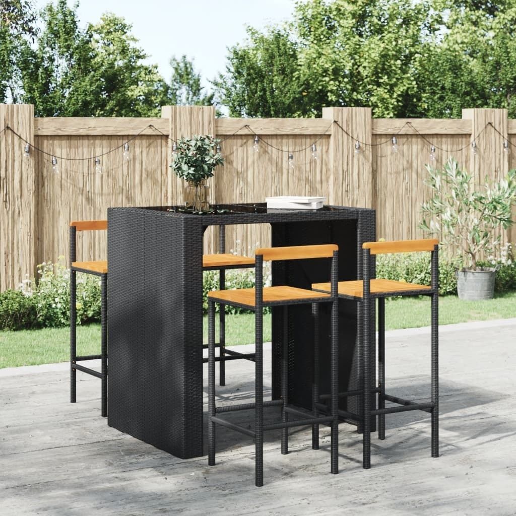 Bar Stools Poly Rattan and Solid Wood Acacia Price