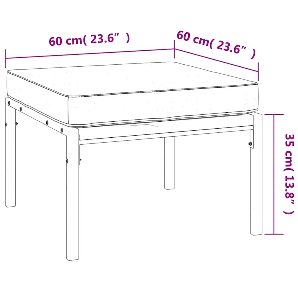 Garden Footstools with Cushions 2 pcs 60x60x35 cm Steel Price