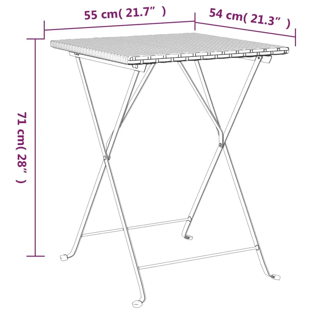 Folding Bistro Table 55x54x71 cm Poly Rattan Price