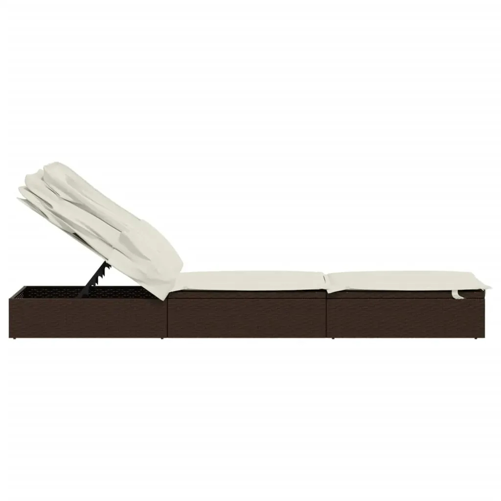 Sunbed with Foldable Roof 213x63x97 cm Poly Rattan Price