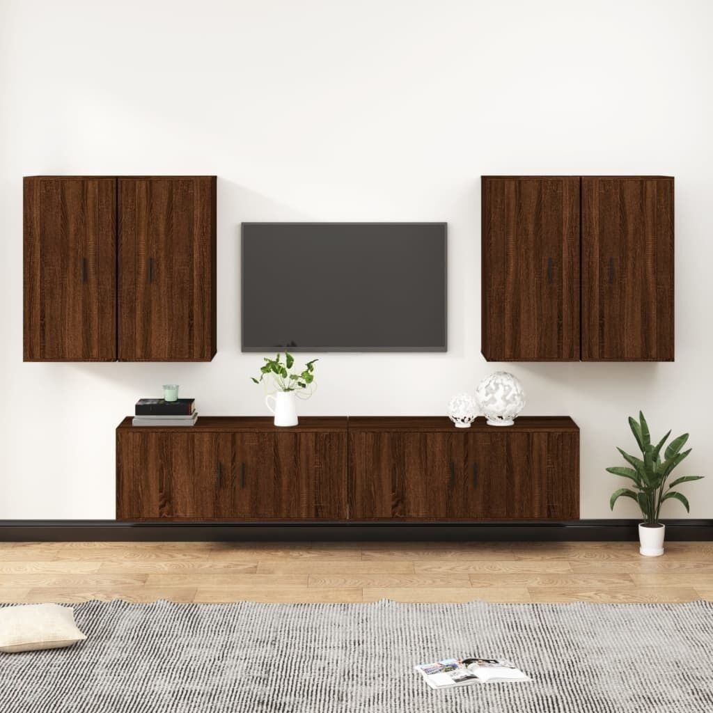 6 Piece TV Cabinet Set Engineered Wood Price